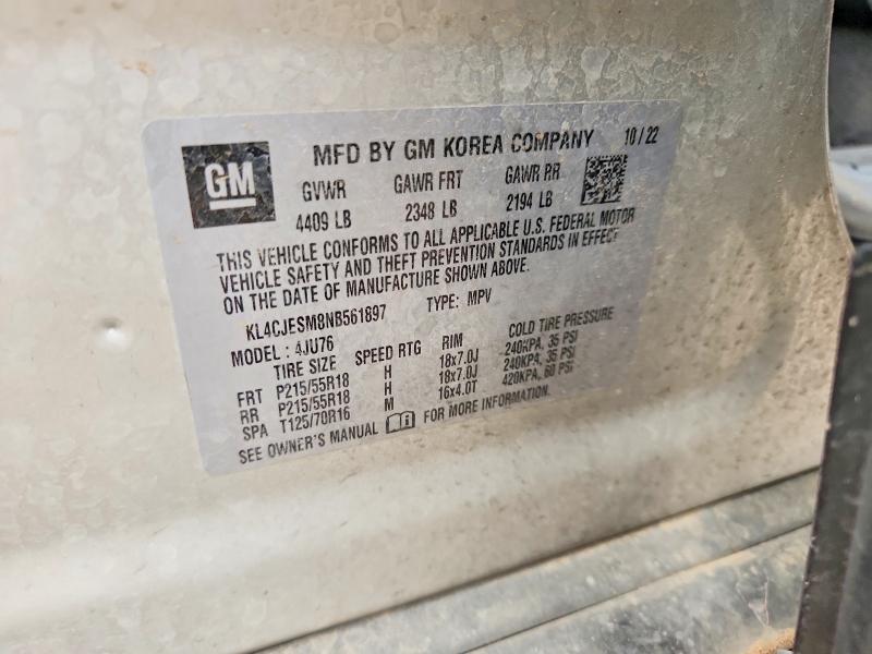 49610386 :رقم المزاد ، KL4CJESM8NB561897 vin ، 2022 Buick Encore مزاد بيع