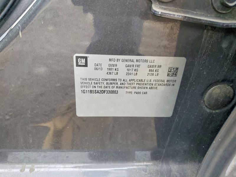 51131606 :رقم المزاد ، 1G11B5SA2DF330803 vin ، 2013 Chevrolet Malibu مزاد بيع
