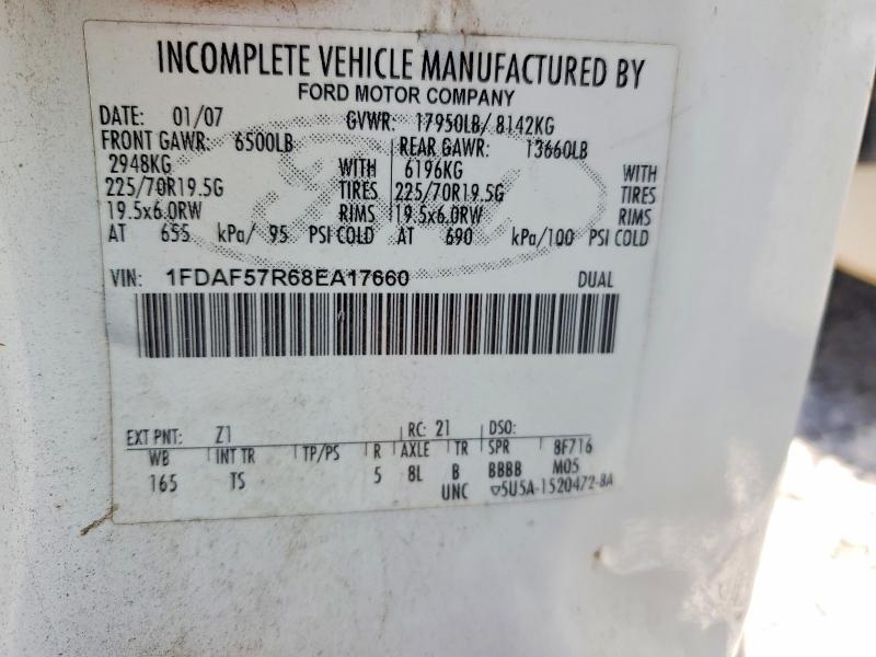 50879596 :رقم المزاد ، 1FDAF57R68EA17660 vin ، 2008 Ford F550 مزاد بيع