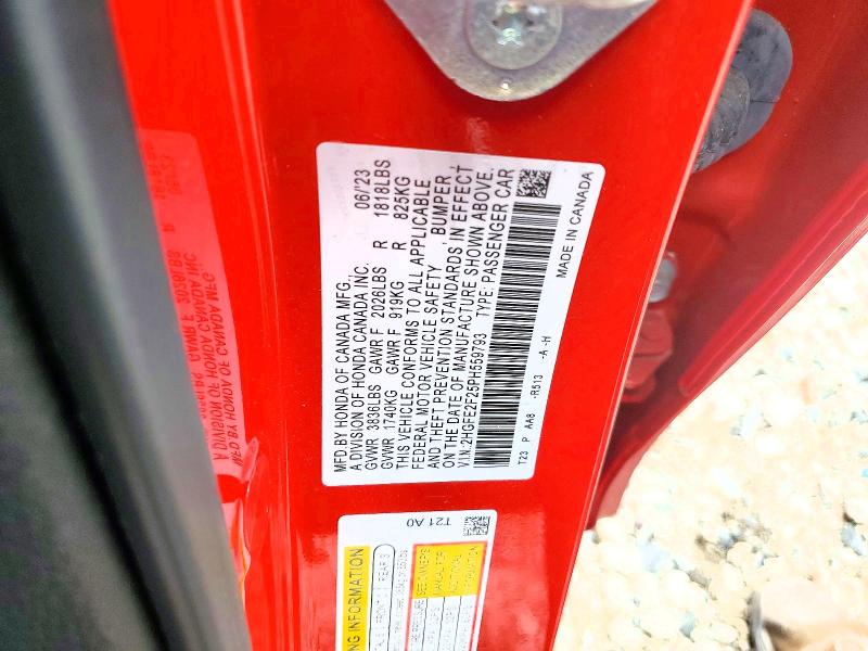 Aukcja sprzedaży 2023 Honda Civic, vin: 2HGFE2F25PH559793, numer aukcji: 49173456