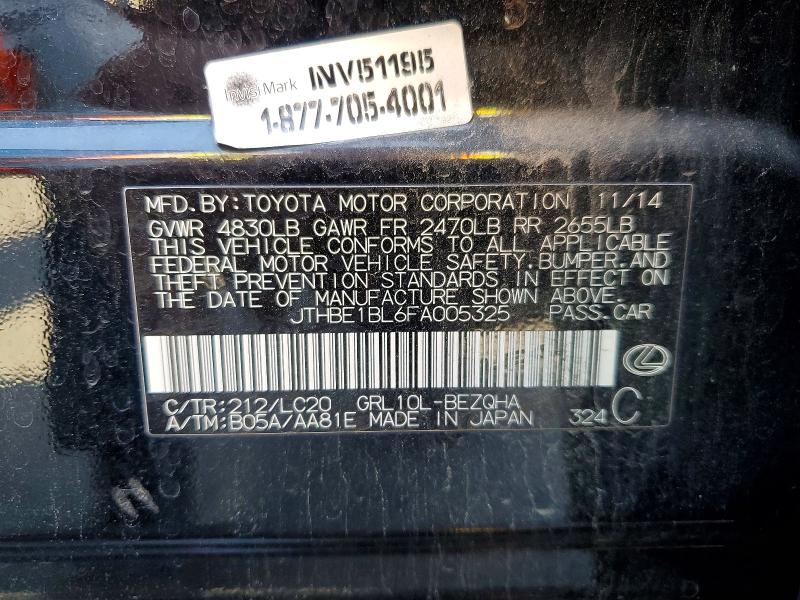 50313486 :رقم المزاد ، JTHBE1BL6FA005325 vin ، 2015 Lexus Gs مزاد بيع
