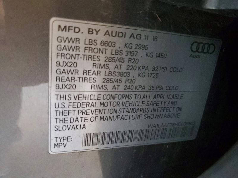 Продажа на аукционе авто 2017 Audi Q7, vin: WA1LAAF78HD035503, номер лота: 48808546