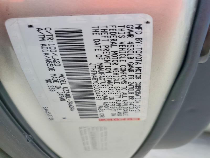 Aukcja sprzedaży 2002 Lexus Sc 430, vin: JTHFN48Y020004497, numer aukcji: 48690496