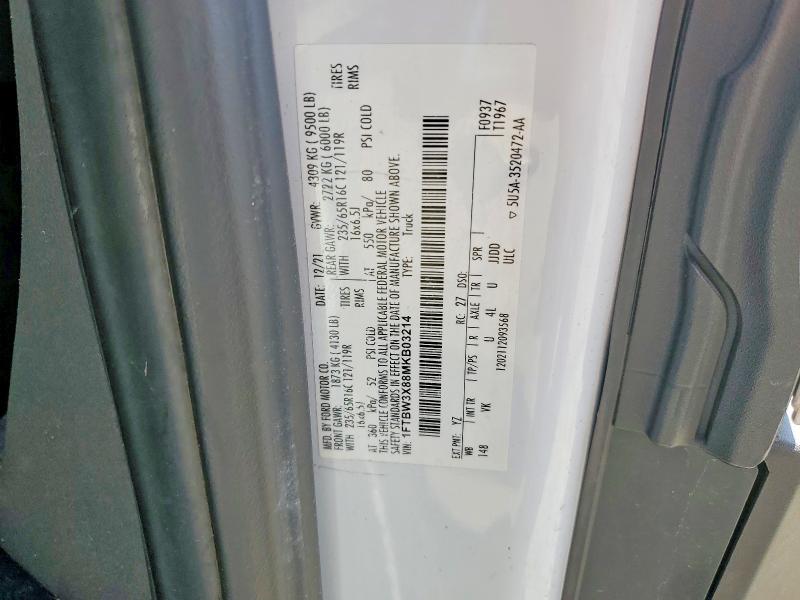 48462046 :رقم المزاد ، 1FTBW3X88MKB03214 vin ، 2021 Ford Transit مزاد بيع