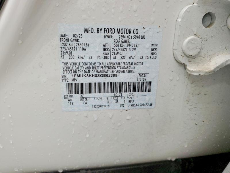 Auction sale of the 2025 Ford Explorer, vin: 1FMUK8KH0SGB62388, lot number: 50467926