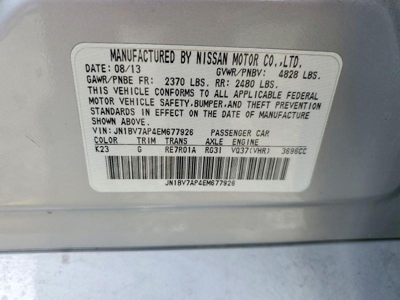 Продаж на аукціоні авто 2014 Infiniti Q50, vin: JN1BV7AP4EM677926, номер лоту: 48544766