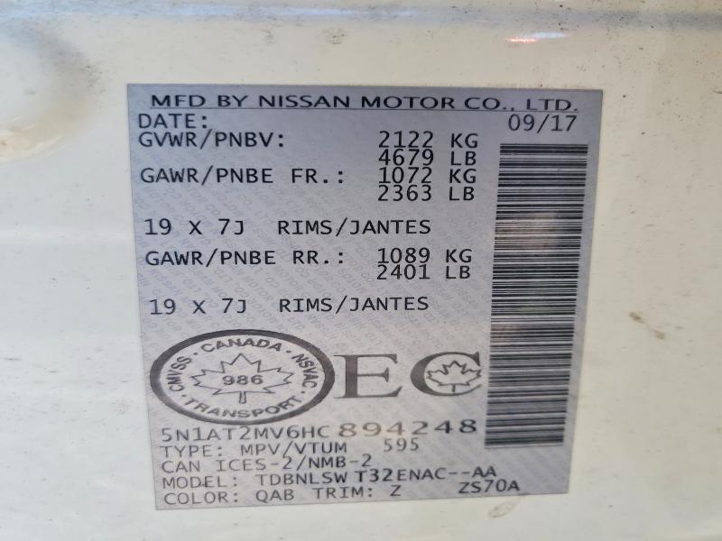 Aukcja sprzedaży 2017 Nissan Rogue, vin: 5N1AT2MV6HC894248, numer aukcji: 51018866