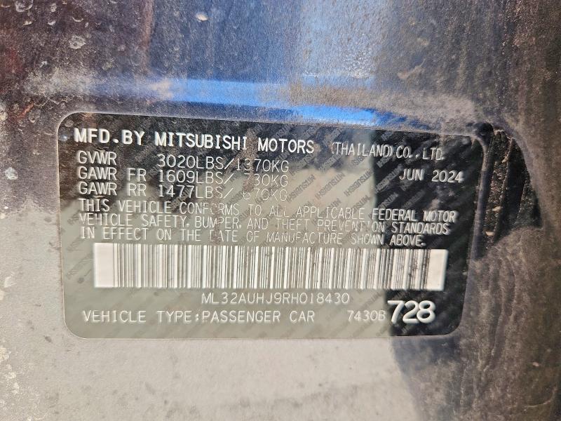 48959146 :رقم المزاد ، ML32AUHJ9RH018430 vin ، 2024 Mitsubishi Mirage مزاد بيع