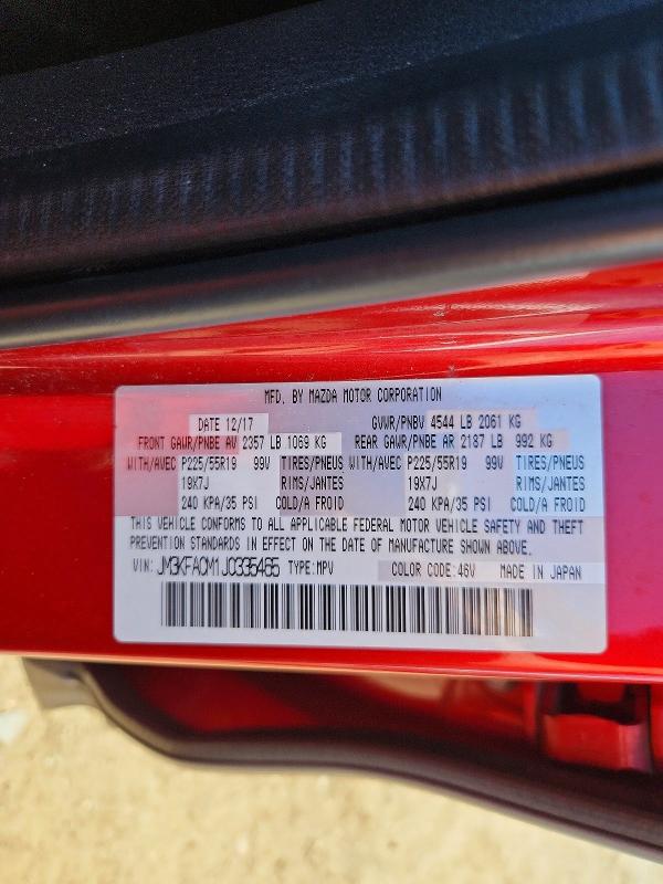 50473776 :رقم المزاد ، JM3KFACM1J0335465 vin ، 2018 Mazda Cx-5 مزاد بيع