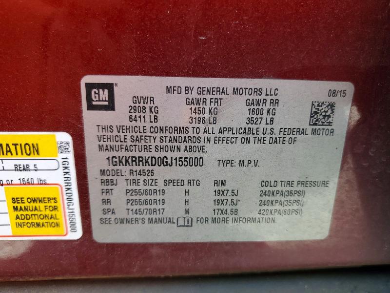 Продажа на аукционе авто 2016 Gmc Acadia, vin: 1GKKRRKD0GJ155000, номер лота: 48604426