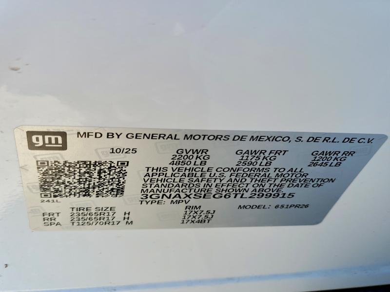 Aukcja sprzedaży 2026 Chevrolet Equinox, vin: 3GNAXSEG6TL299915, numer aukcji: 50440476