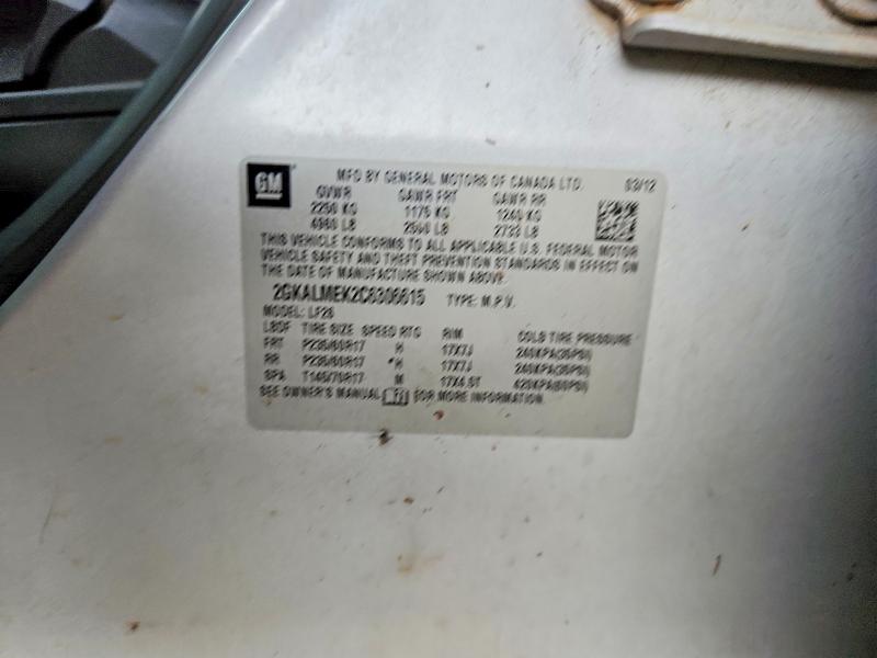 Aukcja sprzedaży 2012 Gmc Terrain, vin: 2GKALMEK2C6306615, numer aukcji: 51018386