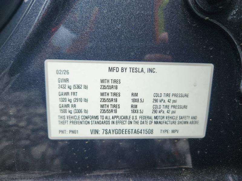 Продажа на аукционе авто 2026 Tesla Model Y, vin: 7SAYGDEE6TA641508, номер лота: 51552656