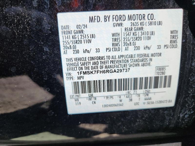 Aukcja sprzedaży 2024 Ford Explorer, vin: 1FMSK7FH6RGA29737, numer aukcji: 50749646