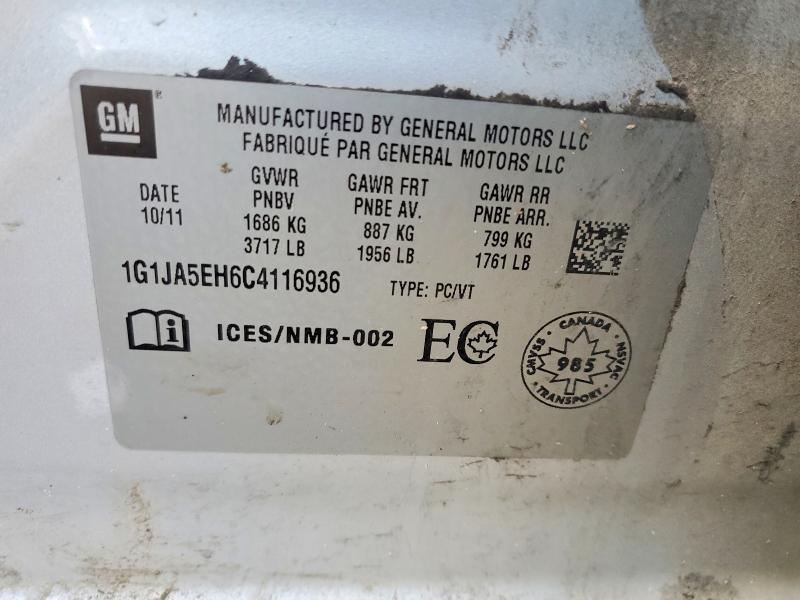 Продажа на аукционе авто 2012 Chevrolet Sonic, vin: 1G1JA5EH6C4116936, номер лота: 47329816