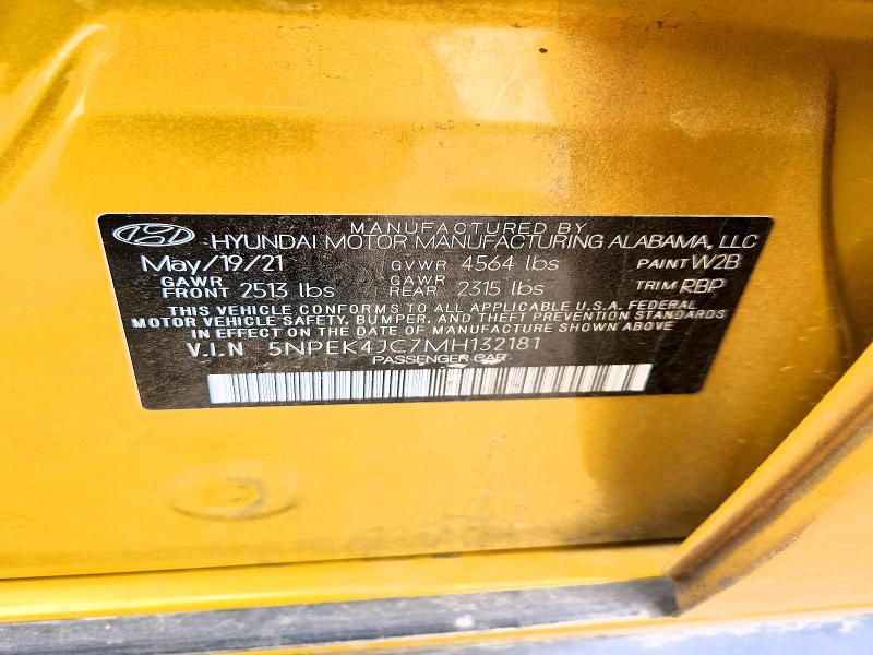 2021 Hyundai Sonata მანქანა იყიდება აუქციონზე, vin: 5NPEK4JC7MH132181, აუქციონის ნომერი: 51346196