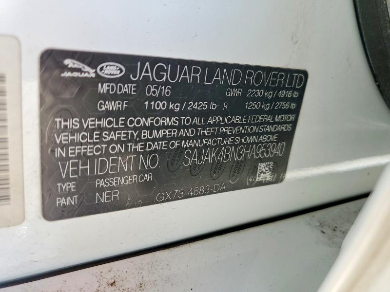 2017 Jaguar Xe მანქანა იყიდება აუქციონზე, vin: SAJAK4BN3HA953940, აუქციონის ნომერი: 49386106