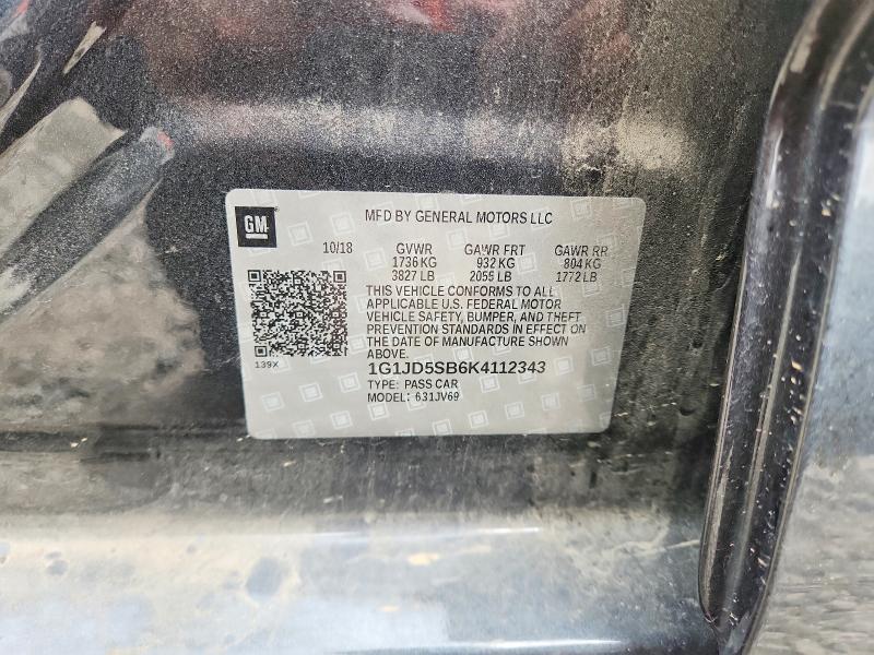 Продаж на аукціоні авто 2019 Chevrolet Sonic, vin: 1G1JD5SB6K4112343, номер лоту: 50093086
