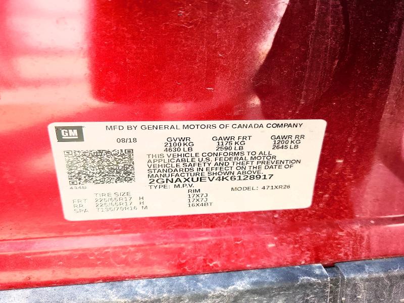 48911736 :رقم المزاد ، 2GNAXUEV4K6128917 vin ، 2019 Chevrolet Equinox مزاد بيع