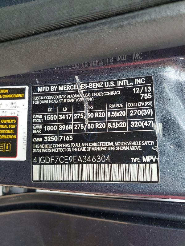 Aukcja sprzedaży 2014 Mercedes-benz Gl, vin: 4JGDF7CE9EA346304, numer aukcji: 49941086