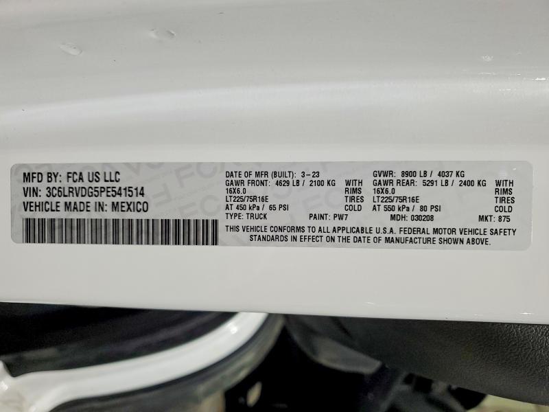 46553766 :رقم المزاد ، 3C6LRVDG5PE541514 vin ، 2023 Ram Promaster 2500 مزاد بيع