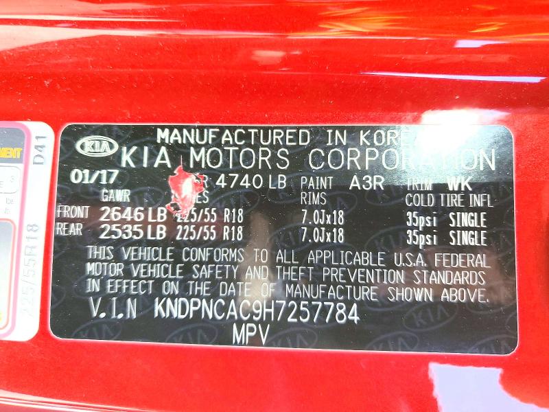 Aukcja sprzedaży 2017 Kia Sportage, vin: KNDPNCAC9H7257784, numer aukcji: 49139236