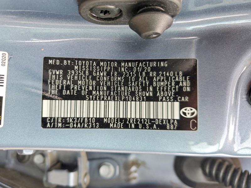 Продаж на аукціоні авто 2020 Toyota Corolla, vin: 5YFEPRAEXLP104831, номер лоту: 51436896