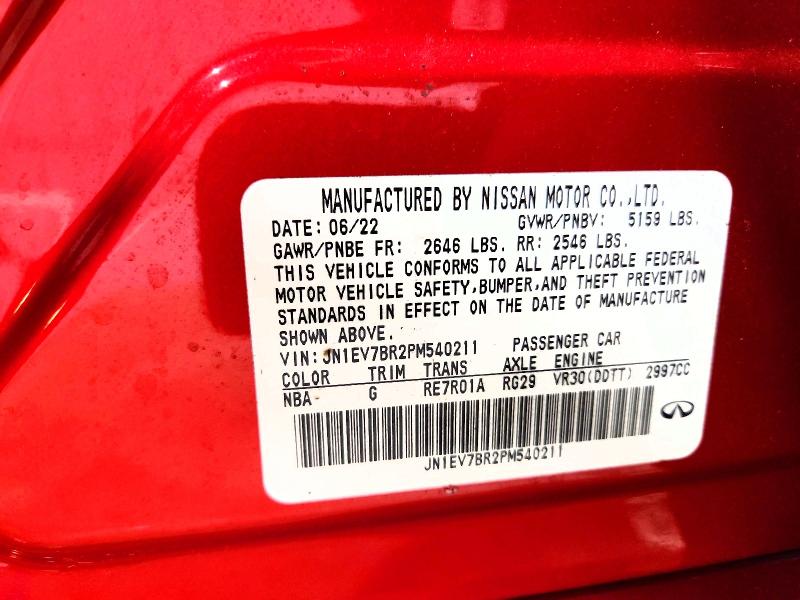 Aukcja sprzedaży 2023 Infiniti Q50, vin: JN1EV7BR2PM540211, numer aukcji: 49870356