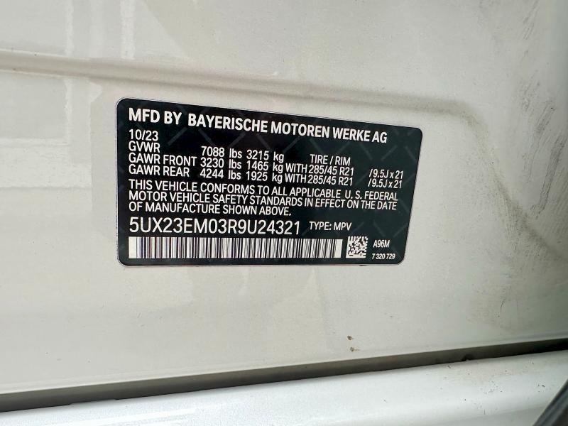 Продаж на аукціоні авто 2024 Bmw X7, vin: 5UX23EM03R9U24321, номер лоту: 52045216