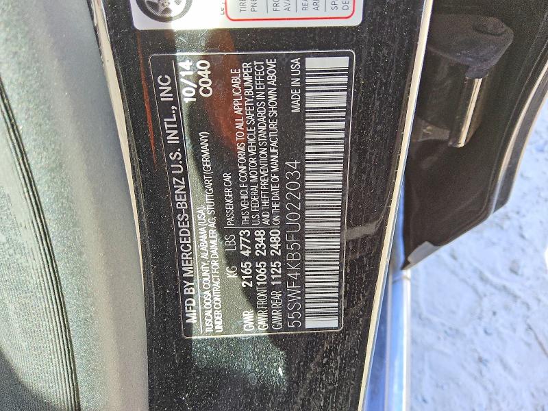 49166836 :رقم المزاد ، 55SWF4KB5FU022034 vin ، 2015 Mercedes-benz C مزاد بيع