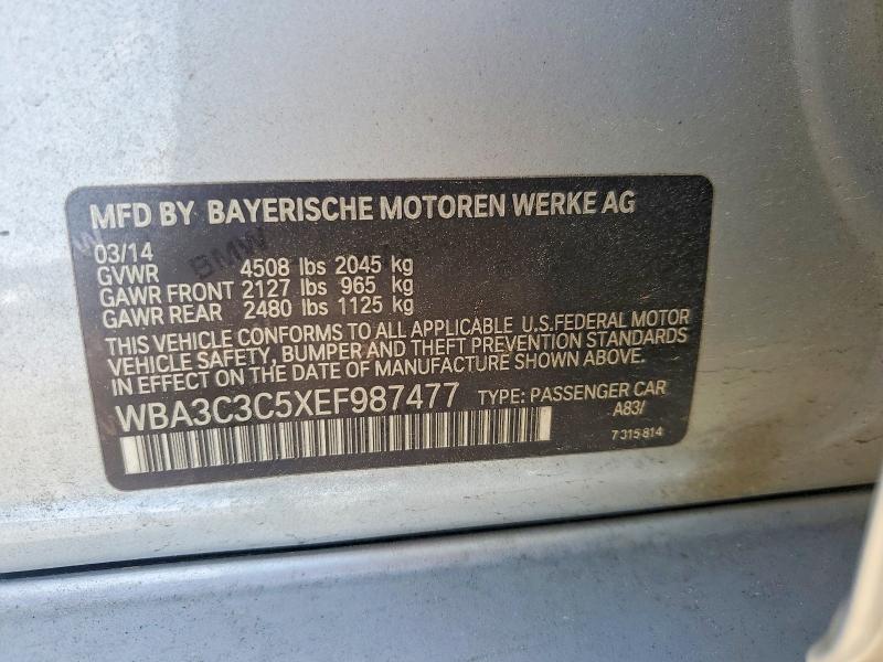 2014 Bmw 320 მანქანა იყიდება აუქციონზე, vin: WBA3C3C5XEF987477, აუქციონის ნომერი: 51314886