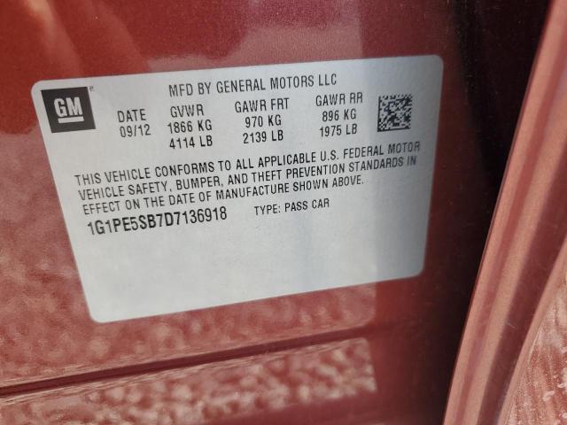 Продажа на аукционе авто 2013 Chevrolet Cruze, vin: 1G1PE5SB7D7136918, номер лота: 50455176