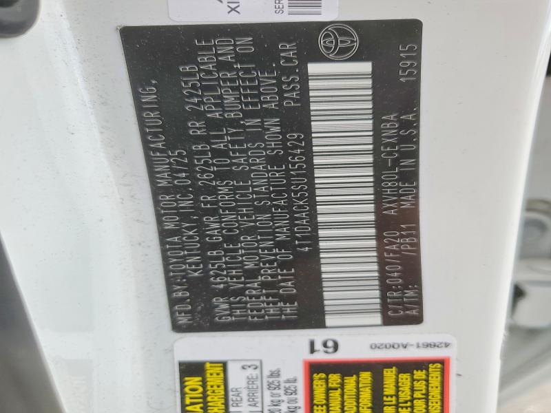 50953636 :رقم المزاد ، 4T1DAACK5SU156429 vin ، 2025 Toyota Camry مزاد بيع
