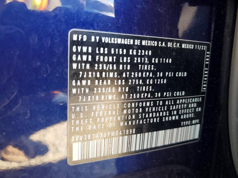 50943646 :رقم المزاد ، 3VV3B7AX8PM041898 vin ، 2023 Volkswagen Tiguan مزاد بيع