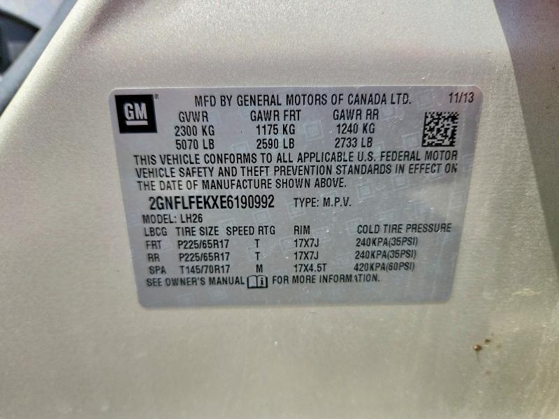 Aukcja sprzedaży 2014 Chevrolet Equinox, vin: 2GNFLFEKXE6190992, numer aukcji: 50232956