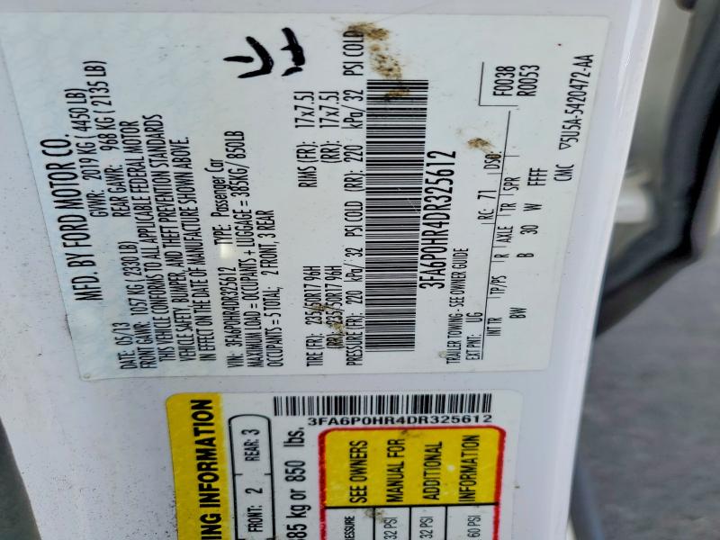2013 Ford Fusion მანქანა იყიდება აუქციონზე, vin: 3FA6P0HR4DR325612, აუქციონის ნომერი: 49473316