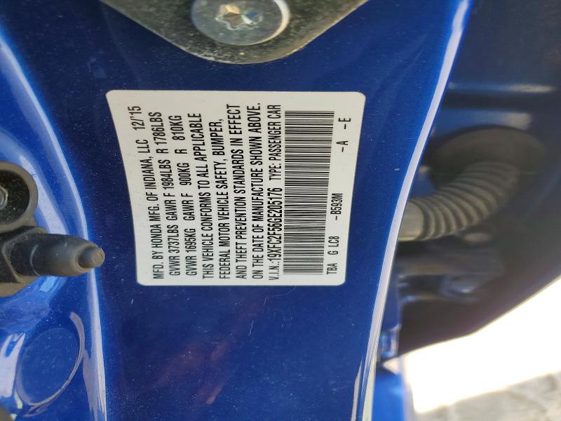 Продаж на аукціоні авто 2016 Honda Civic, vin: 19XFC2F56GE205176, номер лоту: 50929486