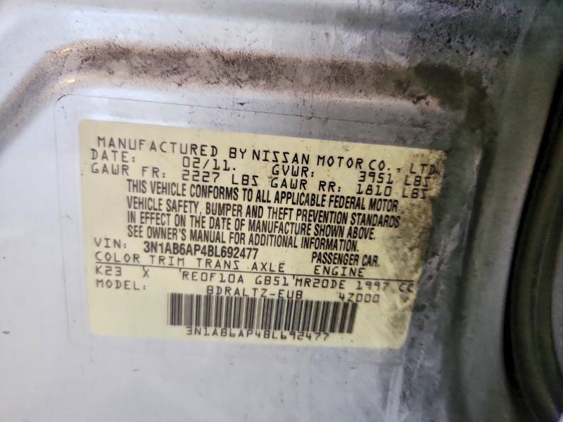 2011 Nissan Sentra მანქანა იყიდება აუქციონზე, vin: 3N1AB6AP4BL692477, აუქციონის ნომერი: 41627976