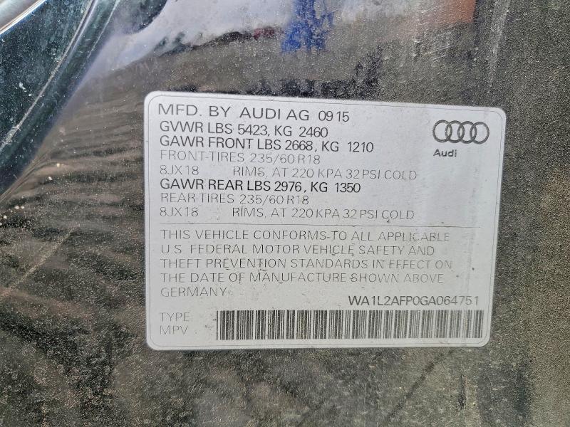 Продажа на аукционе авто 2016 Audi Q5, vin: WA1L2AFP0GA064751, номер лота: 51467806