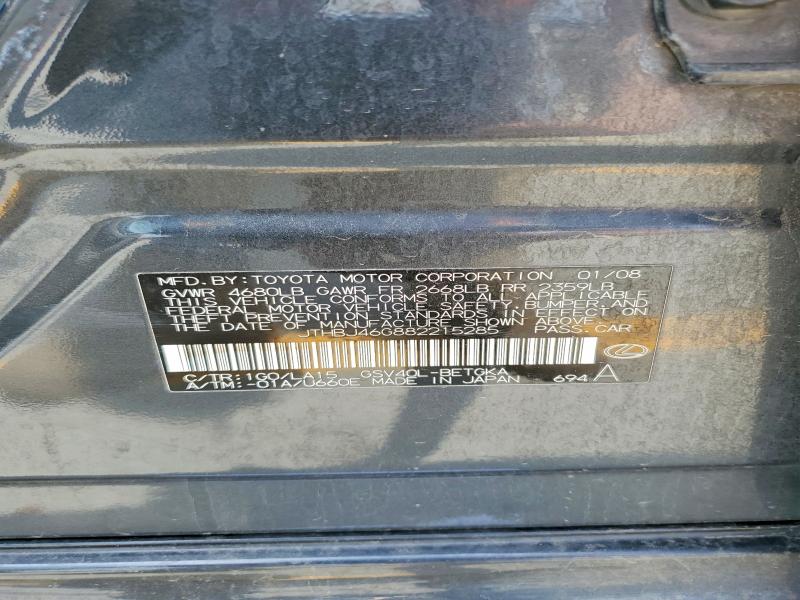 Aukcja sprzedaży 2008 Lexus Es, vin: JTHBJ46G882215285, numer aukcji: 51702926
