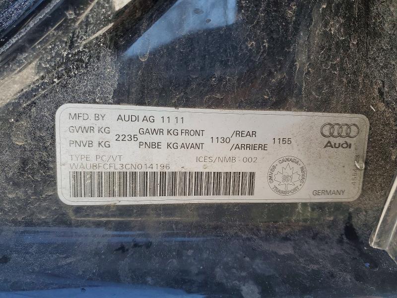 46015686 :رقم المزاد ، WAUBFCFL3CN014196 vin ، 2012 Audi A4 مزاد بيع
