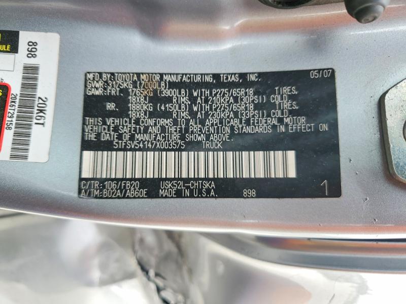 Aukcja sprzedaży 2007 Toyota Tundra, vin: 5TFSV54147X003575, numer aukcji: 51820946
