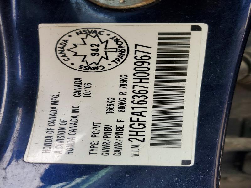 2007 Honda Civic მანქანა იყიდება აუქციონზე, vin: 2HGFA16367H009677, აუქციონის ნომერი: 50561666