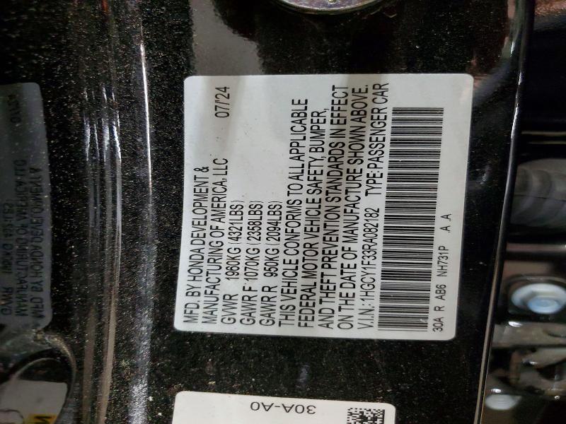 50126836 :رقم المزاد ، 1HGCY1F33RA082182 vin ، 2024 Honda Accord مزاد بيع