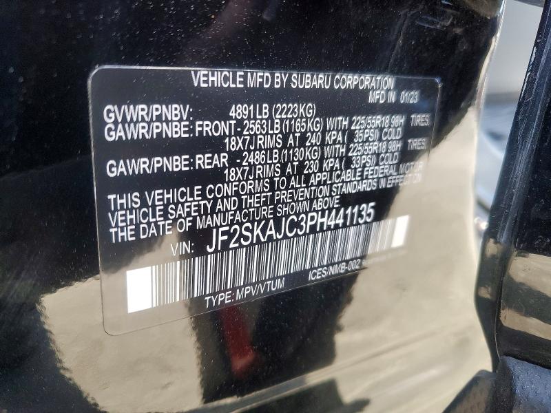 Продаж на аукціоні авто 2023 Subaru Forester, vin: JF2SKAJC3PH441135, номер лоту: 51168286