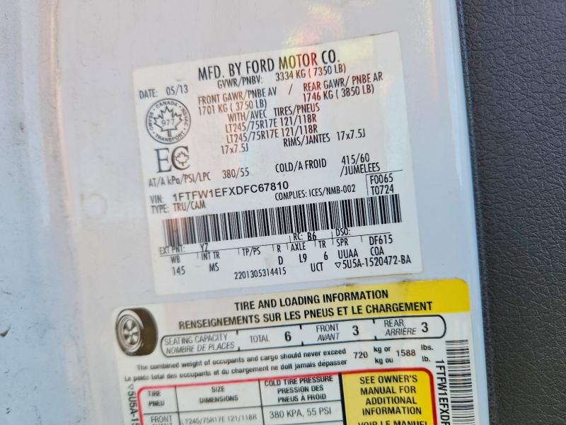 Aukcja sprzedaży 2013 Ford F150, vin: 1FTFW1EFXDFC67810, numer aukcji: 49826406