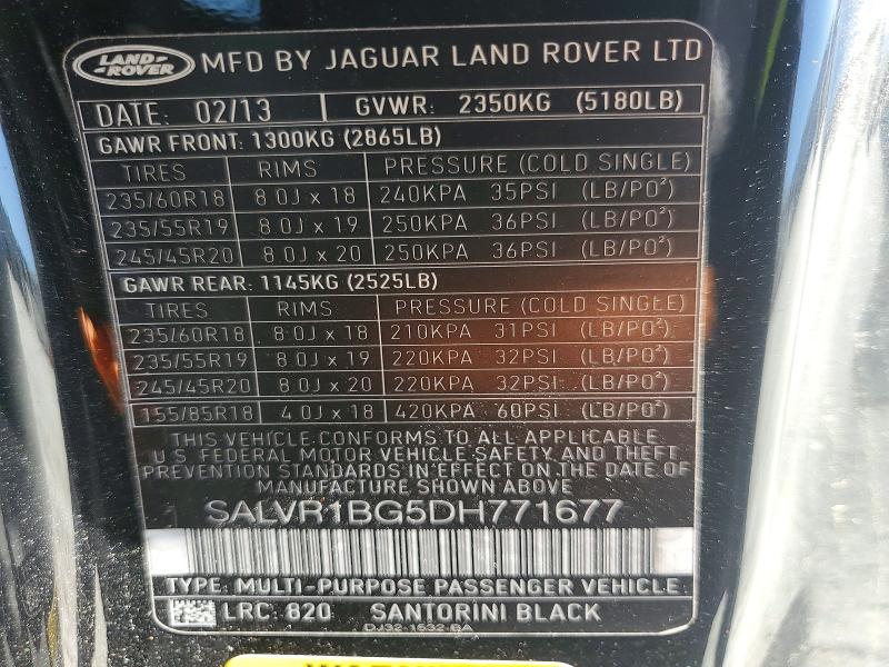 50387216 :رقم المزاد ، SALVR1BG5DH771677 vin ، 2013 Land Rover Range Rover Evoque مزاد بيع
