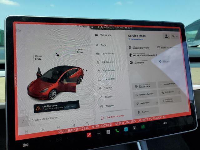 2018 Tesla Model 3 მანქანა იყიდება აუქციონზე, vin: 5YJ3E1EBXJF117215, აუქციონის ნომერი: 50208756