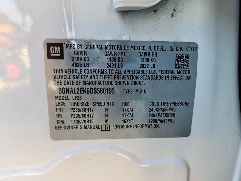 Продаж на аукціоні авто 2013 Chevrolet Captiva, vin: 3GNAL2EK9DS580193, номер лоту: 50510436