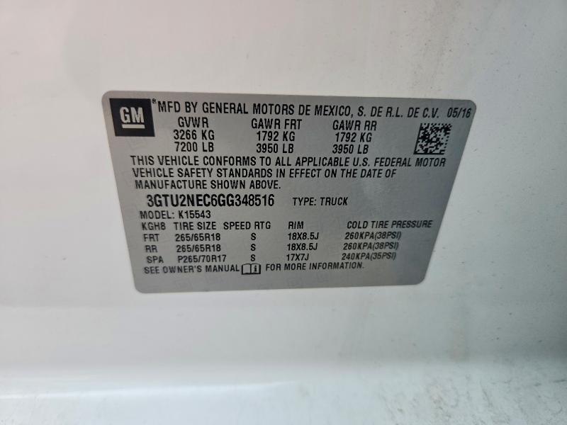 Aukcja sprzedaży 2016 Gmc Sierra, vin: 3GTU2NEC6GG348516, numer aukcji: 49176686